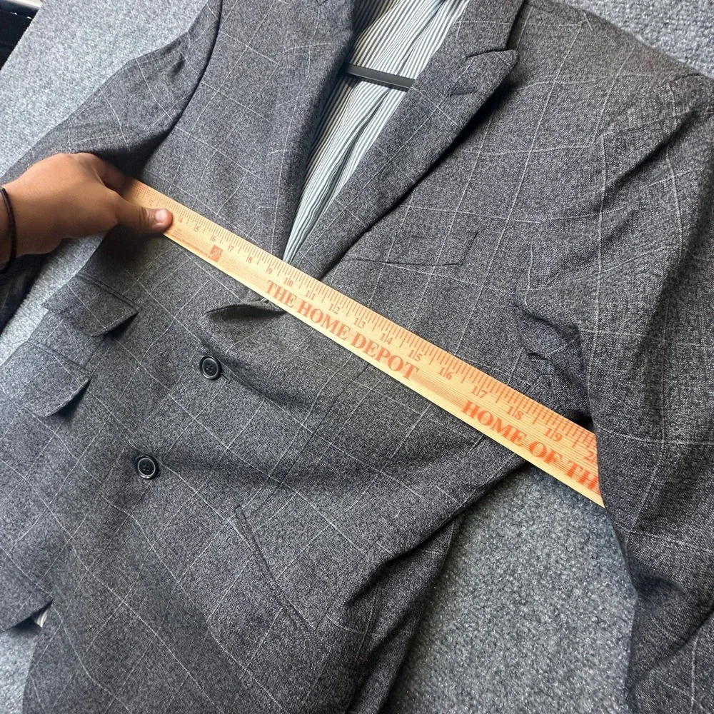 Banana Republic Blazer Mens 38S Gray Windowpane Wool Marzotto Italian Fabric